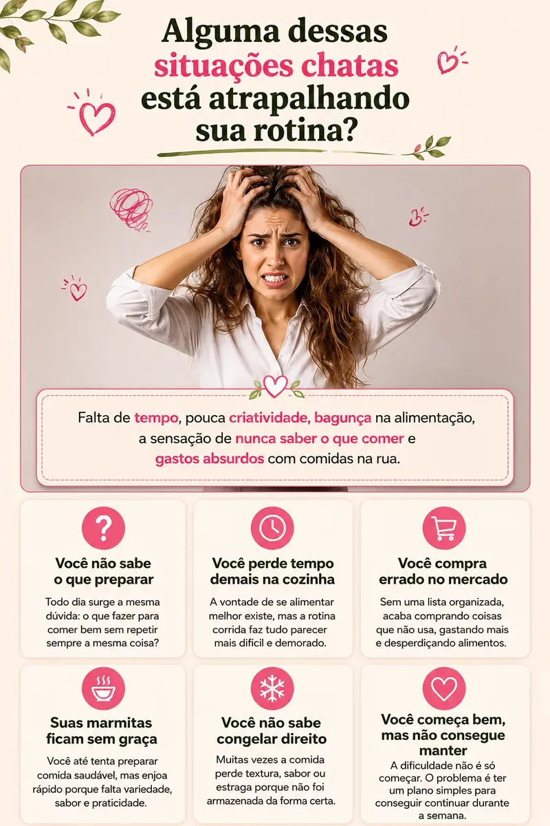 Você sente que comer saudável parece simples mas na prática vira uma bagunça?
